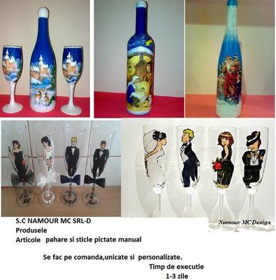 Pahare si sticle pictate manual  Handmade