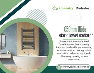 650mm Wide Black Towel Radiators