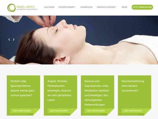 Website Bildschirmfoto der Hypnosepraxis