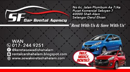 Sf Car Rental Agency - Kereta Sewa Shah Alam