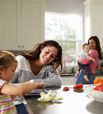 Happy people at a kitchen