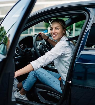 Happy person in a car