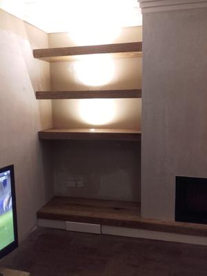 Alcove Shelving in solid oak brushed and oiled