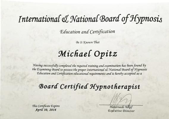IBHEC-Diplom: Intl Board of Hypnosis Education and Certification